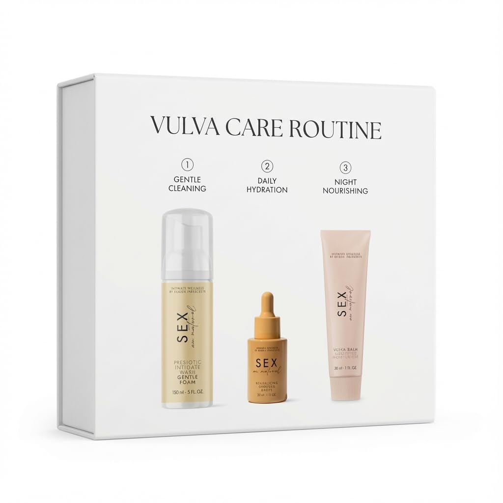 Pack Cuidado Íntimo Femenino 3 en 1 – Gel Íntimo Prebiótico + Bálsamo Calmante Vulvar + Gotas Revitalizantes – pH Equilibrado, Hidratación y Bienestar Diario