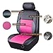 CAR PASS 11PCS Luxurous Leather Universal Car Seat Covers Set ,Universal fit for Vehicles,Cars,SUV,Airbag Compatible (Black and Rose Pink)