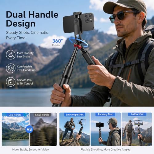 Image of Mobilife Auto-Open Tripod for Phone 72 inch Selfie Stick Tripod 360 Rotatable