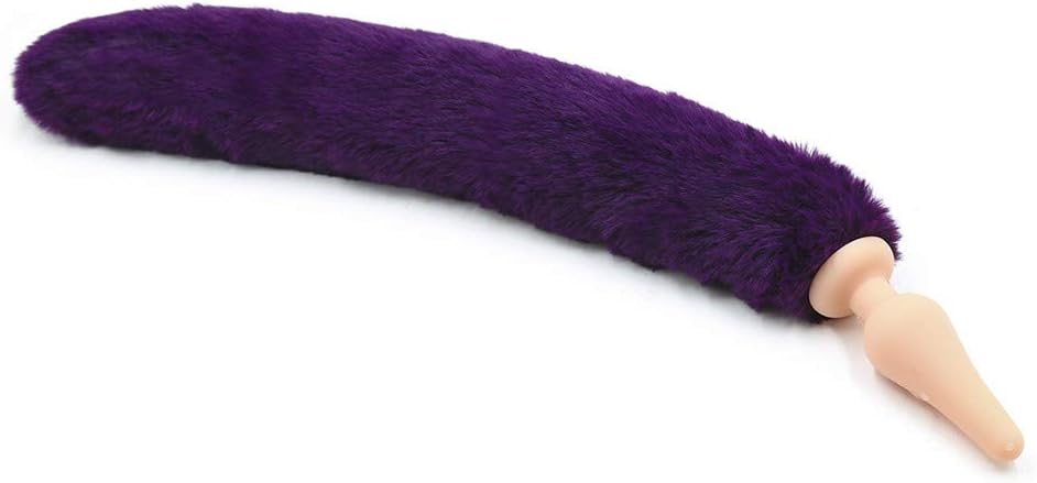 Tail feathers, flesh-colored long silicone plug, purple plush tail, Halloween costumes