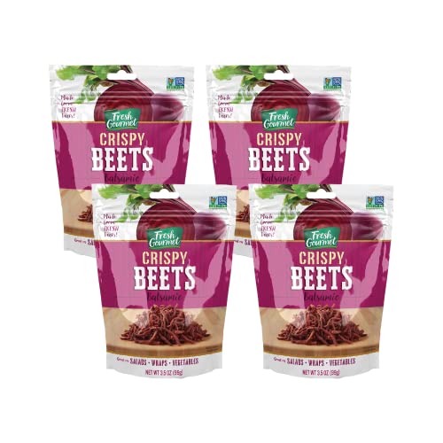 Image of Fresh Gourmet Beets for Salads, Wraps, Vegetables, Grain Bowls and Snacks, Crunchy Garnishes, Salad Mix Ins and Vegetable Toppings, Crispy Balsamic Beets, 3.5 Ounce (Pack of 4)