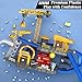 Frontoytall Construction Vehicles Track Set with Excavator, Dump Truck, Cement Truck, Wheel Loader & Rotating Crane, Interactive STEM Building Toy for Kids Ages 3-12