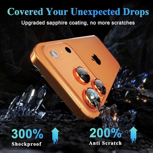 Image of Premium Camera Lens Protector Compatible For iPhone 17 Pro Max (Orange) Camera Lens Protector - 9H Tempered Glass, Military-Grade Anti-Scratch, Case-Friendly, Easy Install Frame