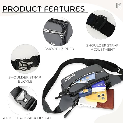 Image of Kraptick Premium Unisex Waist Bag for Men and Women - Stylish Fanny Pack, Hip Bag, Outdoor Waist Bag (Light Brown)
