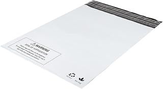 HouseLabels - 100 count - 14.5x19 inch (Size #6) Strong, Tearproof White Returnable Poly Mailers with Suffocation Warning and a Second Adhesive Strip which Creates a New Closure for Return Shipping