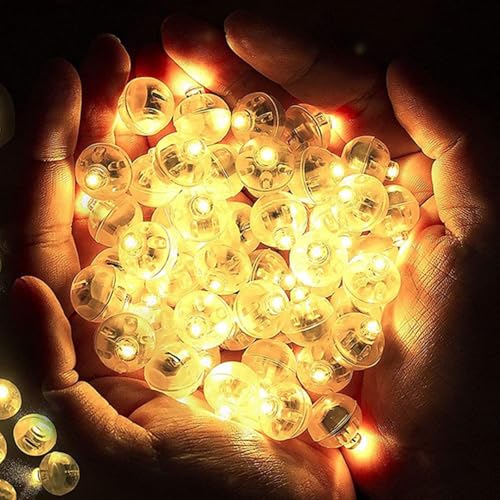 Mini Luces de Globo LED,LED Lámpara Globo,Mini Luces para Globos LED,Mini LED Bombillas Luz,Globos de Luces LED,Redondas Mini Luces LED de Decoración para Navidad,Halloween,Boda,Blanco Cálido,50PC