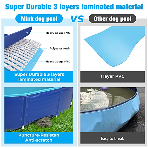 Mink Dog Pools For Large Dogs 79"X12" - Durable Puncture-Resistant Kiddie Pool Hard Plastic - Constructed With Super-Durable 3 Layers Laminated Pvc For Long-Lasting Fun #TOP1