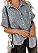 Jug&Po Women's Stripes Tankini Top Bikini Swimwear with Brief (US(8-10) M, Grey)