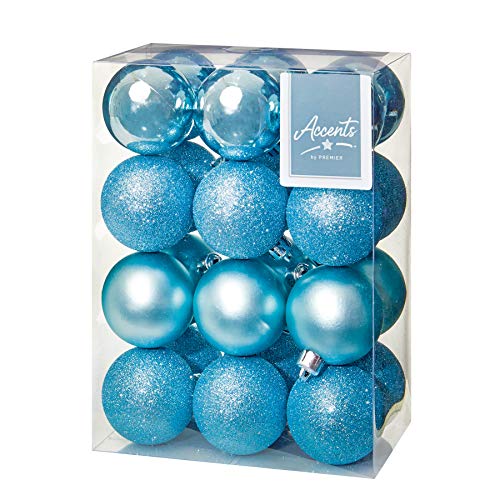 Widdle Wonderland Conjunto de 24 bolas de Natal inquebráveis de 60 mm, cor azul gelo 8484, 0631384253739