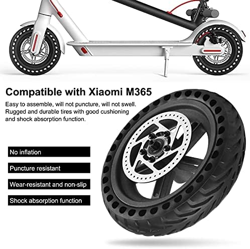 Coolty Xiaomi Scooter M365 Solid Tire with Hub and Brake Disc, Anti-puncture Rear Wheel Compatible with Xiaomi Mijia M365 Electric Scooters