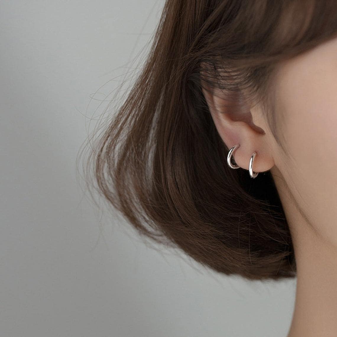 14K Gold Small Huggie Hoop Earrings for Women 925 Sterling Silver Hypoallergenic Cartilage Huggie Hoops Earrings for Men（3 Pairs） - Image 6