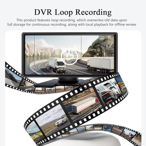 RV Backup Camera with Carplay Android Auto for RV Horse Trailer Semi Box Truck,1080P HD 4 Splits 10.36" Touch Monitor Rear/Side Backup Cameras with Mirror Link FM Waterproof Night Vision DVR Recording by DOUXURY - Used condition - Image 7
