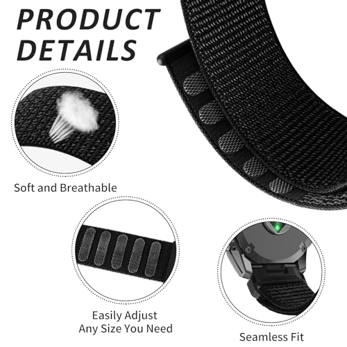 Image of 22mm Nylon Watch Bands for Garmin tactix 8 /Fenix 8 pro 47mm /Fenix E /Fenix 7 /Fenix7 Pro /Fenix 6 Pro /Fenix 6,QuickFit Sport Band for Fenix5 /Fenix 5 Plus /Forerunner 970 /965 /945 /Descent G2 /G1 Solar