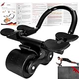 LOODIA Bauchroller Bauchmuskeltrainer, Automatisches Rebound Bauchrad, Fitness Ab Roller, Bauchtrainer Roller, Fitnessgeräte für Zuhause, Strength Training Equipment at Home(Black)