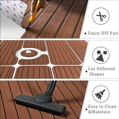 HXBYX EVA Foam Boat Flooring, 3M Self-Adhesive Faux Teak Marine Decking by HXBYX - Used condition - Image 4