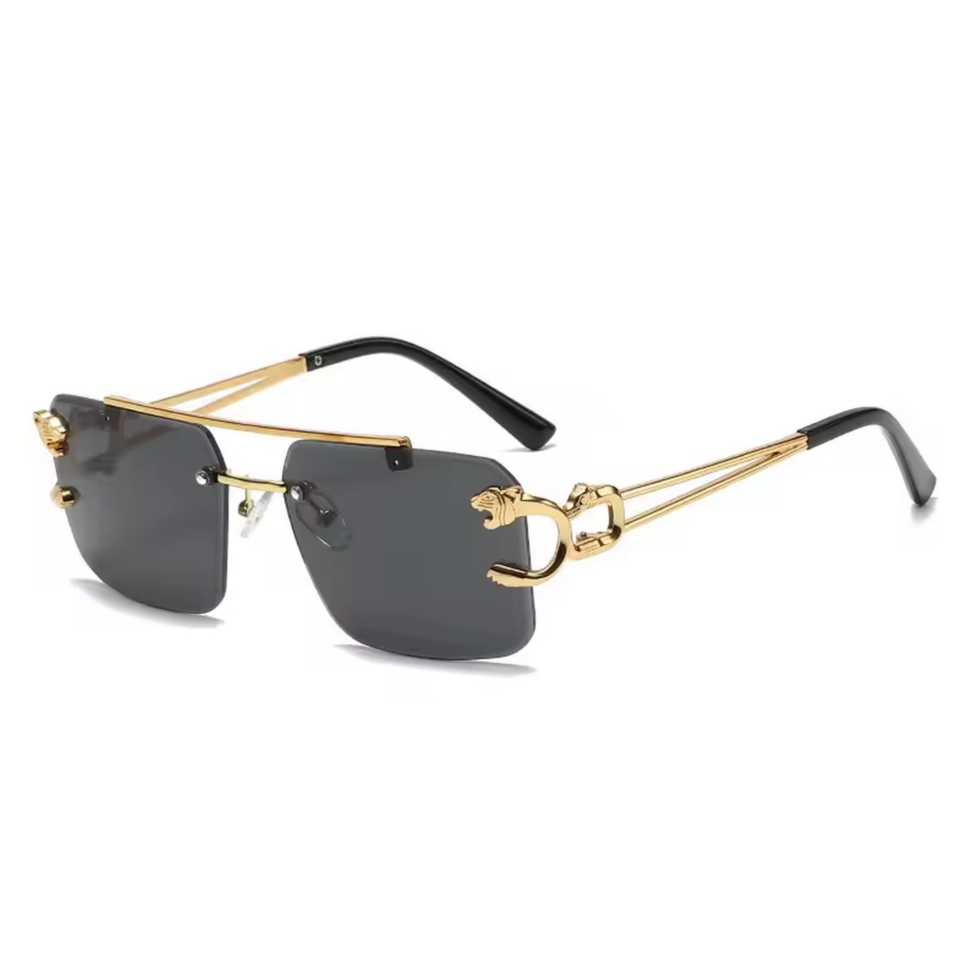 Retro Rimless Diamond Cut Rectangular sunglasses for Men and Women