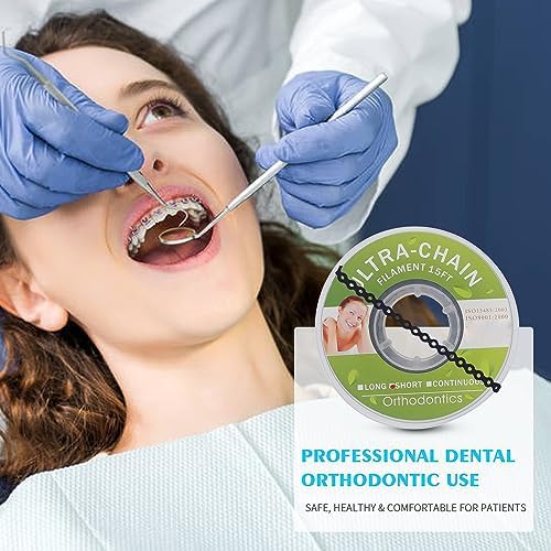 Miniatura 4 de Colorida cadena elástica para ortodoncia dental, 3 tamaños, banda de goma ortográfica (larga, negro 9#)