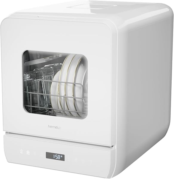 Hermitlux Lavastoviglie Portatile 6+1 Programmi di Lavaggio, 5 Coperti e Serbatoio dell'Acqua da 5L - 1