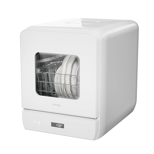 Hermitlux Slim Countertop Portable Dishwasher for Small Spaces