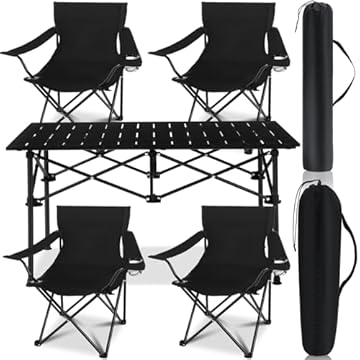 collapsible camping table and chairs