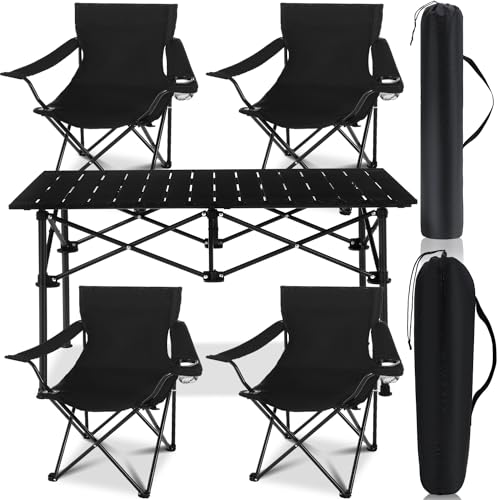 Guide: Luxury Glamping Versus Traditional Camping Experiences 11 Burbell 5 Pcs Summer Portable Camping Chair and Folding Camping Table Set Outdoor Oxford Fabric Folding Chair Lawn Portable Camp Table with Cup Holder Carry Bag for Travel Fishing Sport(Black)
