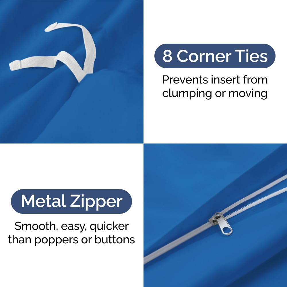 Full Size Flat Bed Sheet + Duvet Cover Bundle - Hotel Luxury Single Flat Bottom Sheet Only - Fits Mattresses with Deep Pockets between 8 to 16 inches - Soft, Breathable and Wrinkle Free - Royal Blue