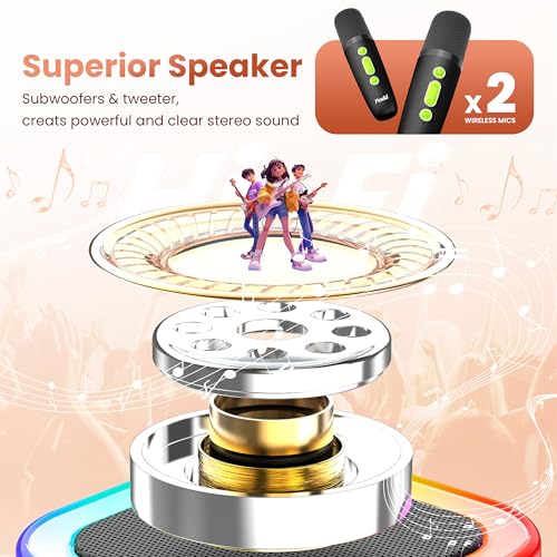 image for Peski Mini Karaoke Machine for Kids Adults, Portable Bluetooth Mini Ka