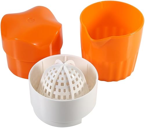 Miniatura 5 de Exprimidor de naranja, exprimidor de mano exprimidor de cítricos manual de tapa rotación, escariador para limón y lima, pomelo con colador y
