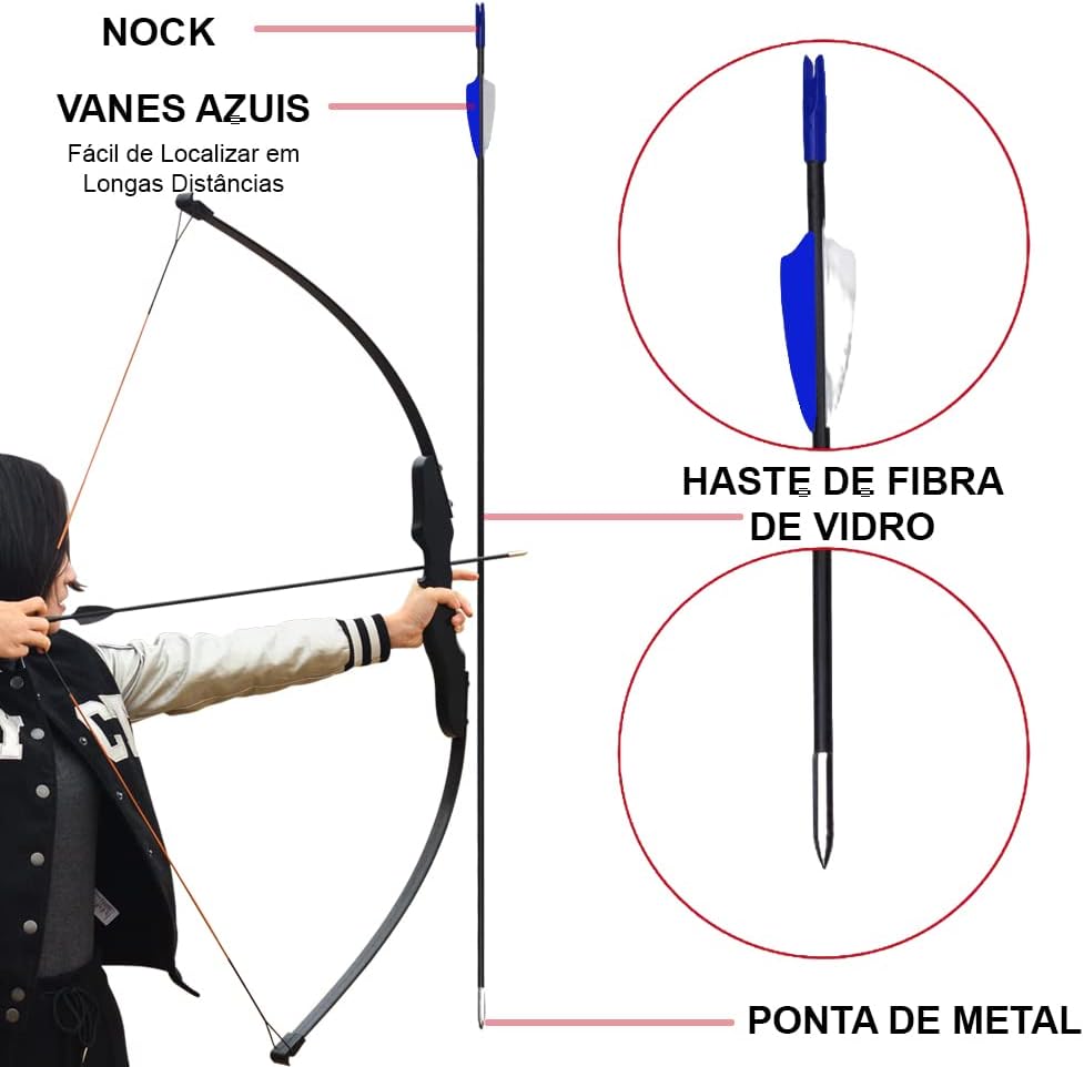 Arco e Flecha Profissional 40lbs de Força em Madeira de Faia Recurva com 5 Flechas de Disparo com Ponta de Alumínio Para Tiro ao Alvo Caça Pesca Campeonato Treino (Preto) Arco e Flecha Profissional 40lbs de Força em Madeira de Faia Recurva com 5 Flechas de Disparo com Ponta de Alumínio Para Tiro ao Alvo Caça Pesca Campeonato Treino (Preto)
