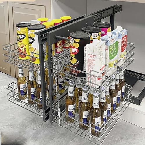 BeoyNot Organizador Extraíble para Armario de Esquina Ciego, Organizador de Armario de Cocina de 2 Niveles, Organizador Deslizable para Armario con Extracción Completa 800mm(31in)