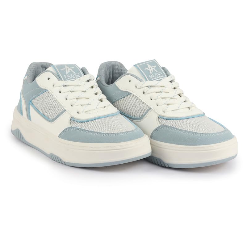 Image of FAUSTO Women Colorblocked Low Top Casual Shoes | Shimmery Lace-up Party Sneakers | Memory Cushioned Insole