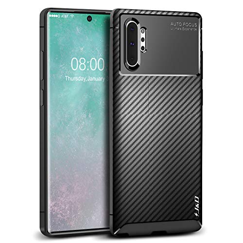 J&D Case Compatible for Samsung Galaxy Note 10 Pro/Note 10+/10+ 5G/Note 10 Plus/10 Plus 5G Case, Carbon Fiber Pattern Drop Protection Shockproof TPU Slim and Anti-Scratch Case, Not for Note 10