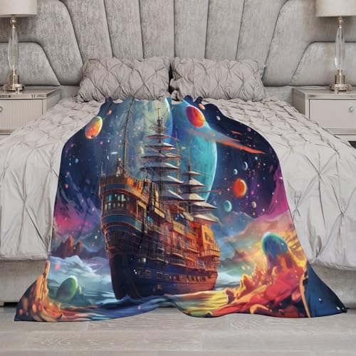 Manta de forro polar de barco pirata 100x130 cm para sofá y cama 7