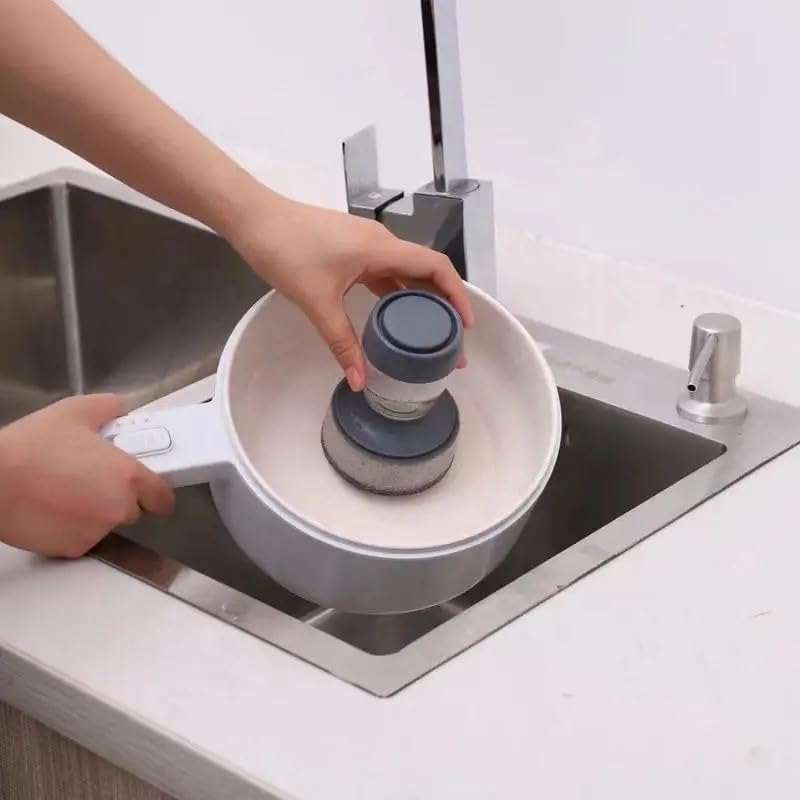 Image of Kitchen cleaner sponge with Soap Dispenser and Easy Fill Design.