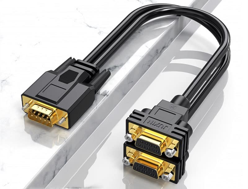 DB9 9 Pin 1 Male to 2 Female Rs232 Serial Splitter Adapter Straight Cable for 50cm Length