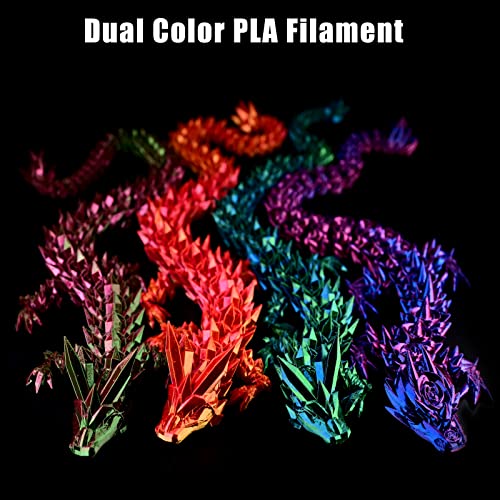 Image of 3D Printer Filament PLA, Rainbow PLA Filament 1.75mm + /-0.02mm, Silk PLA Dual Color Filament, 2 in 1 Coextrusion 3D Filament Bundle 200g x 4 Spools