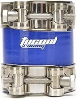 Vista 2 de Manguera de silicona universal de 4 capas de alto rendimiento de acoplador recto de 2.992 in de longitud con abrazadera de perno SS 304 T