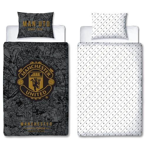 Character World Manchester United FC Parure de lit Simple avec Housse de Couette réversible Motif...