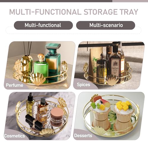 Perfume Organiser Rotating, SLHEQING Mirror Decorative Tray Gold, Round Bathroom Tray, Makeup Organiser for Vanity, Toiletries, Dresser, Bedroom - Cosy Home Interiors Perfume Organiser Rotating, SLHEQING Mirror Decorative Tray Gold, Round Bathroom Tray, Makeup Organiser for Vanity, Toiletries, Dresser, Bedroom - Image 5
