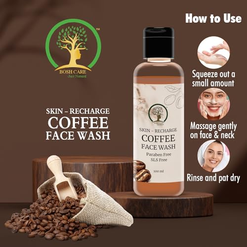 Image of BOSH CARE Skin Recharge Coffee Infused Face Wash - 100ml | Paraben-Free & SLS-Free, Revitalize Your Skin