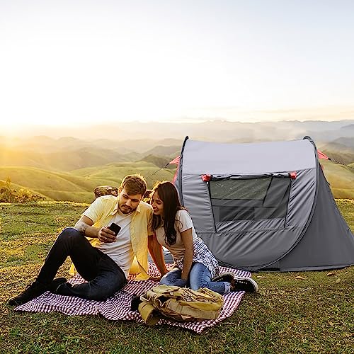 Image of Pop-up Tent,2 Person Camping Tent,Instant Portable Beach Tent,Easy Pop Up Shade Tents 2 Doors for Camping Hiking & Traveling with Carrying Bag