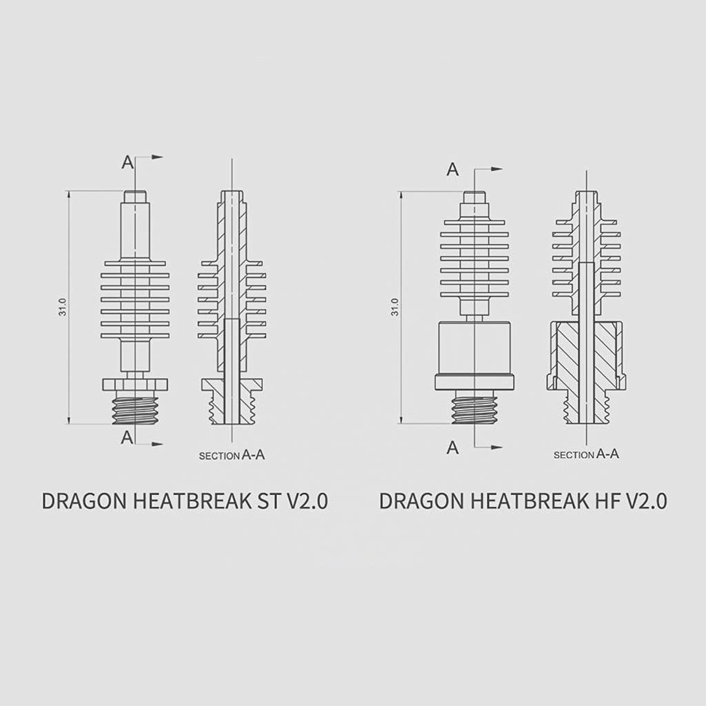 Super Smooth Dragon Core Heatbreak Extruder Hotend Messingdüsenreparatur für 3D Drucker Hotend