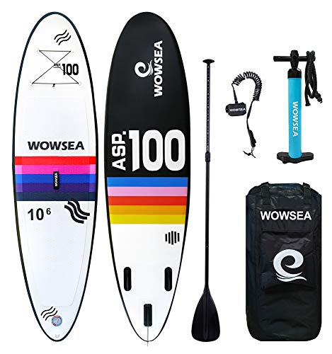 WOWSEA Tabla Hinchable Paddle Surf/Sup Paddel Surf con Inflador, Mochila, Remo, Correa Elástico Flexible - 305 * 80 * 12cm
