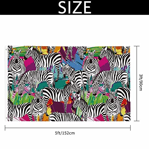 Yekiua Zebra Flag 3X5 Outdoor Tropical Jungle Animal Colorful Double Sided Flags All Weather Long Lasting With 2 Brass Grommets Black White #TOP1