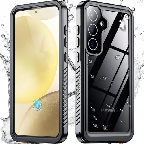 Phone Case for Samsung Galaxy S24 Waterproof Case, Built-in Screen & Camera Lens Protector [Military Drop Proof][IP68 Underwater] Full Body Protection Phone Case,Black/Clear