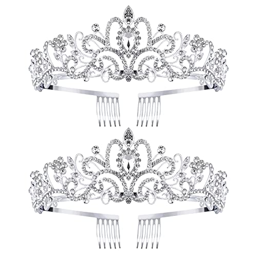 Coronas de tiara de cristal plateado con diseño de alta joyería