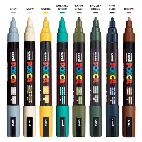 Image of Posca PC-5M Marker | 1.8-2.5 mm Bullet Shaped Tip (Earth Tone, Pack of 8)
