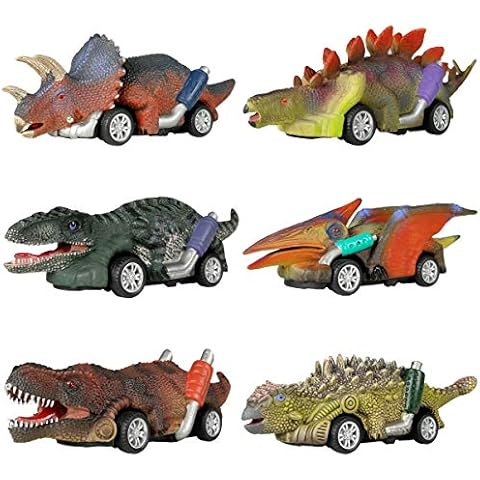 DINOBROS Dinosaur Toy Pull Back Cars,6 Pack Dino Toys for 3 Year Old Boys Girls and Toddlers,Boy Toys Age 3,4,5 and Up,Pull Back Toy Cars,Dinosaur Games with T-Rex Cover