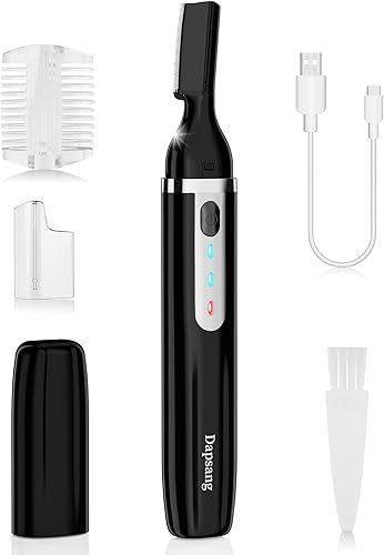 Miniatura 9 de Dapsang Recortadora de cejas, maquinilla de afeitar eléctrica para mujeres y hombres, recargable, sin dolor, con luz LED, removedor de pelo facial