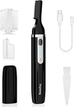 Eyebrow Trimmer, Electric Eyebrow Razor for Women Men, Rechargeable Painless LED Light Facial Hair Shaver Remover with Rinseable Blade for Face Lips Neck Leg